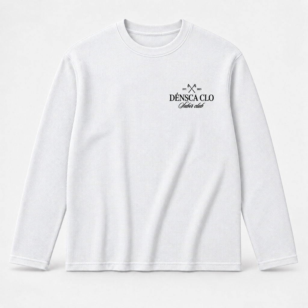 Subir Club waffle knit long sleeve T-shirt – white