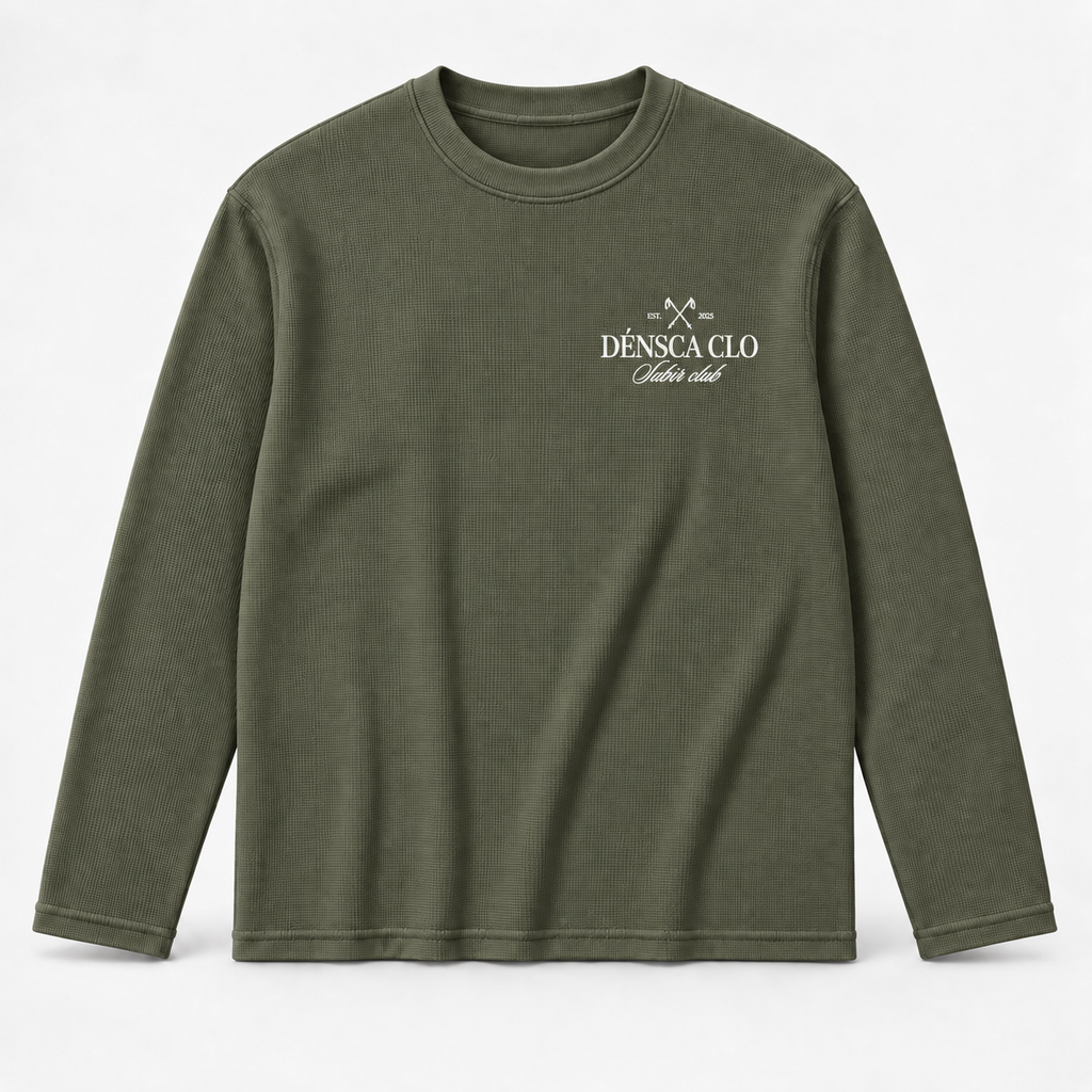 Subir Club waffle knit long sleeve T-shirt – olive green