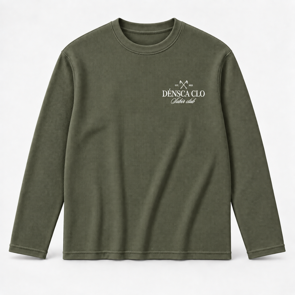 Subir Club waffle knit long sleeve T-shirt – olive green