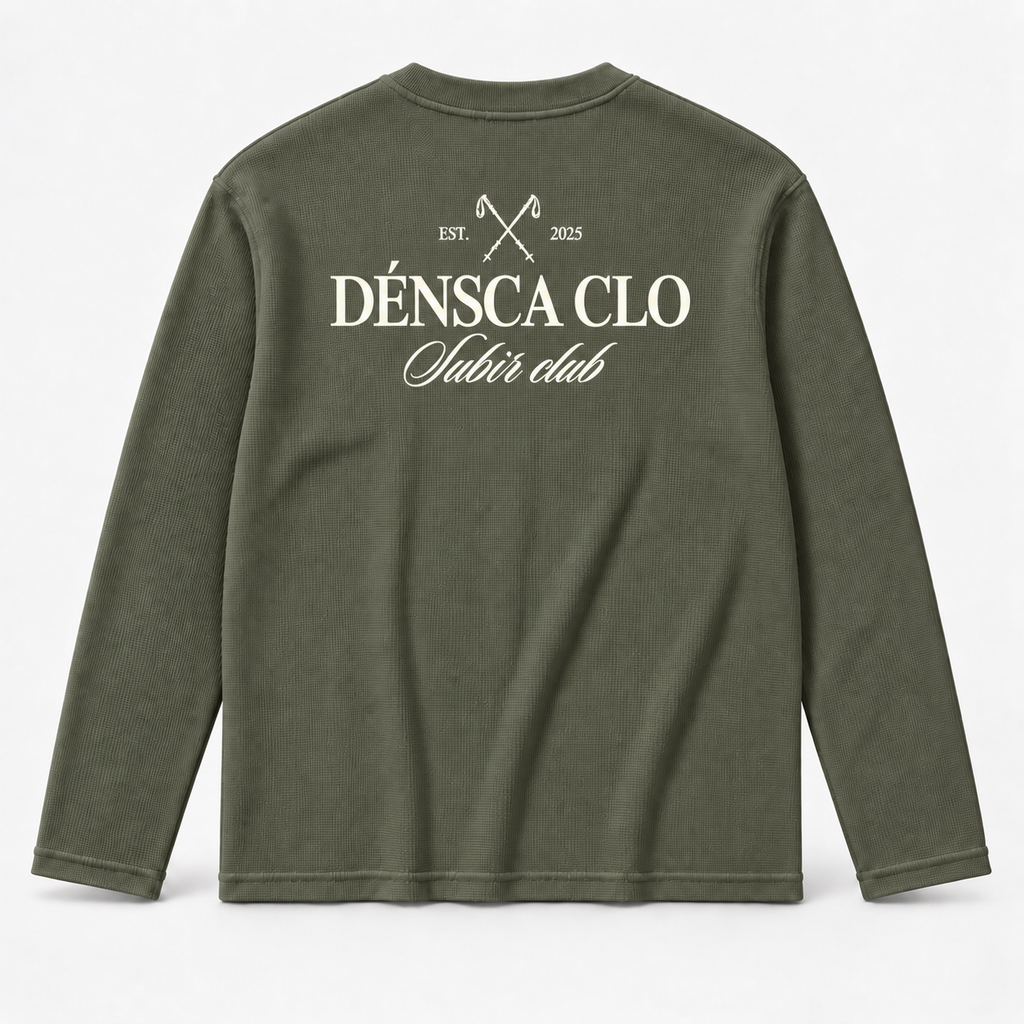 Subir Club waffle knit long sleeve T-shirt – olive green