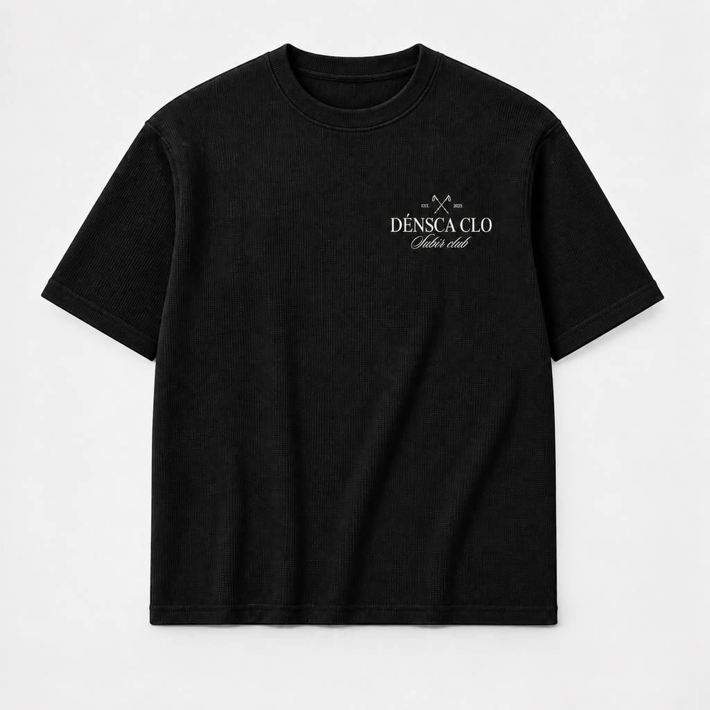 Subir Club waffle knit box fit T-shirt – black