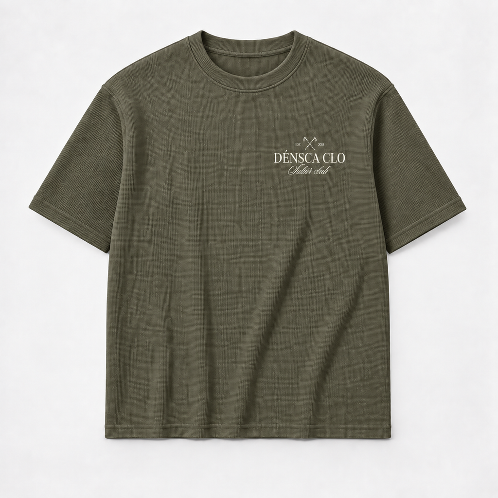 Subir Club waffle knit box fit T-shirt – olive green