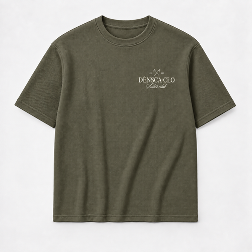 Subir Club waffle knit box fit T-shirt – olive green