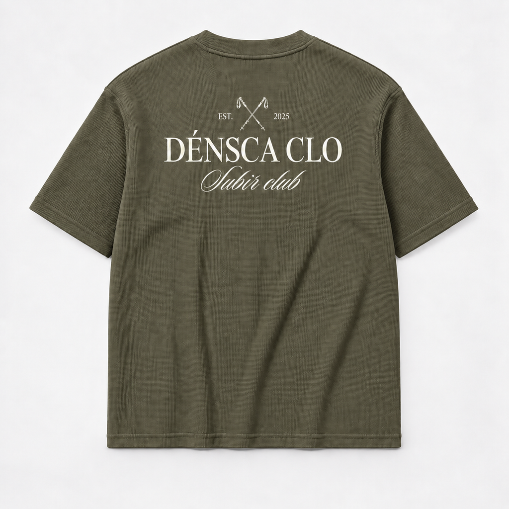 Subir Club waffle knit box fit T-shirt – olive green