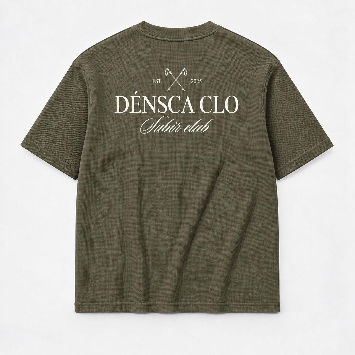 Subir Club waffle knit box fit T-shirt – olive green